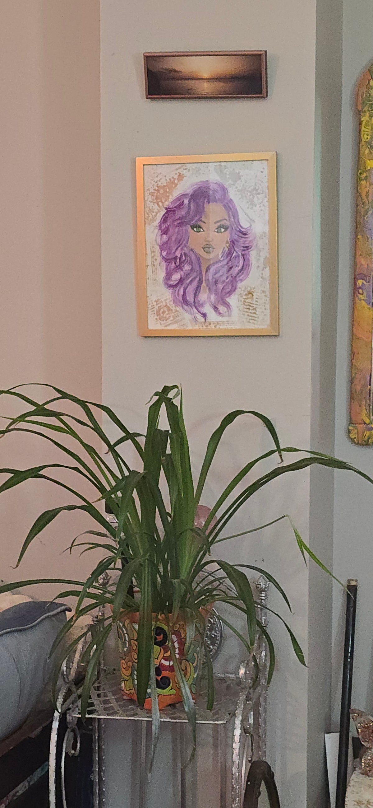 11x14 Purple Reign Glam girl original mixed media painting