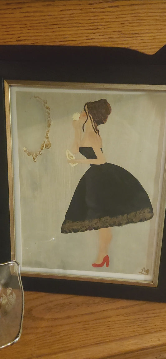 10x13 Framed Acrylic Painting Lovely Lady SOLD
